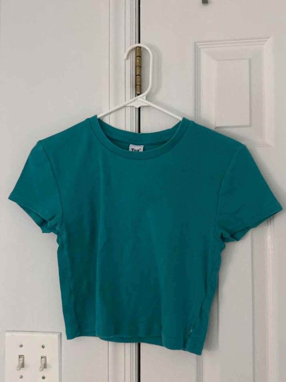 Aritzia Women's Blue and Green Crop-top